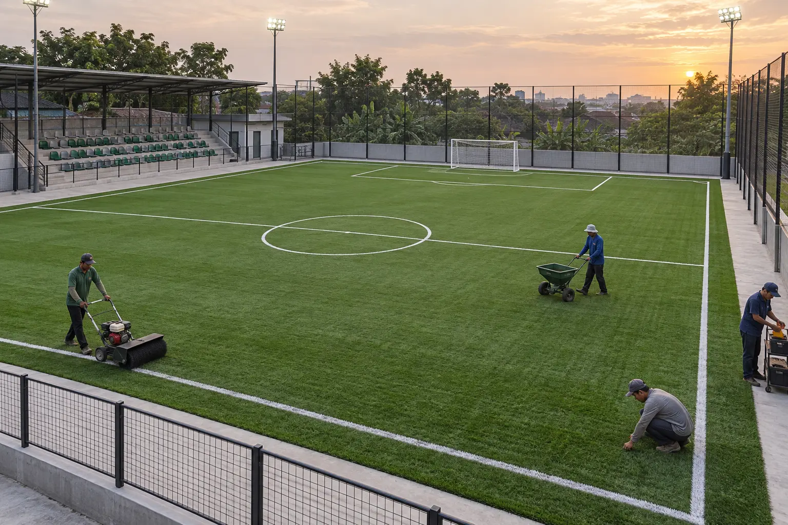 Finishing rumput sintetis mini soccer
